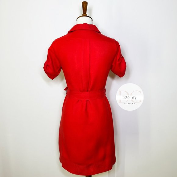 BANANA REPUBLIC Linen & Silk Red Shirt Mini Dress Size 0 - Picture 3 of 10